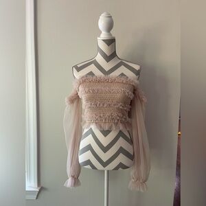 Lizard Thicket Cream Ruffle Crop Top